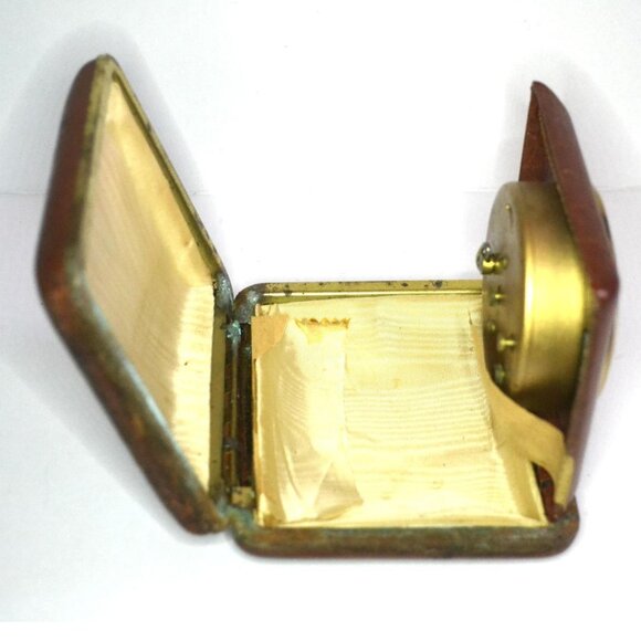 Vintage Gilbert Travel Alarm Clock In Folding Case 1940s Collectible Time Pieces - Picture 4 of 10